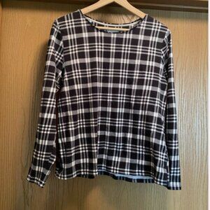 100% Supima Cotton XL Charter Club Women's Black and White Plaid Long Sleeve